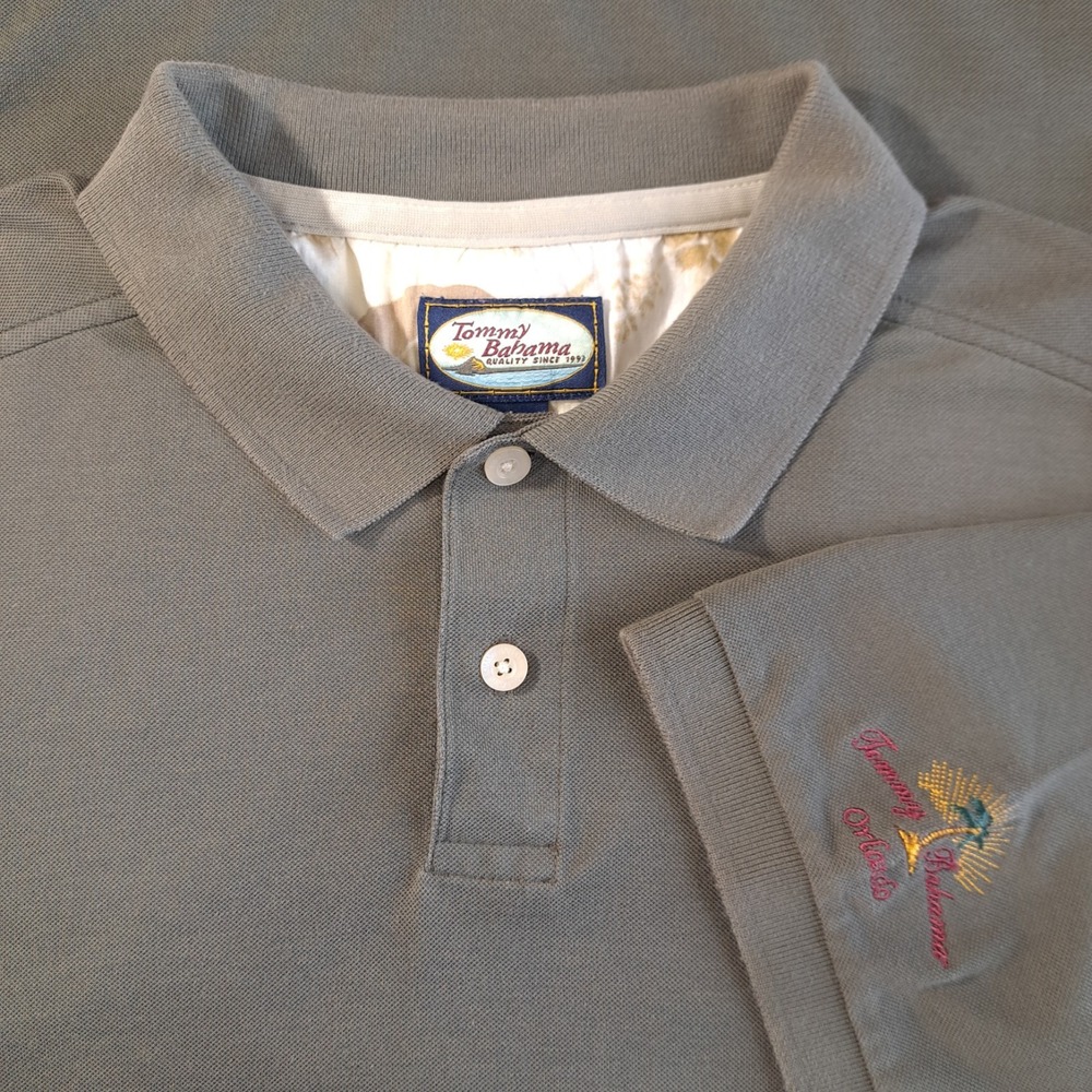 Tommy Bahama Men's Polo Shirt Olive Green‎ Shirt Size L Short Sleeves